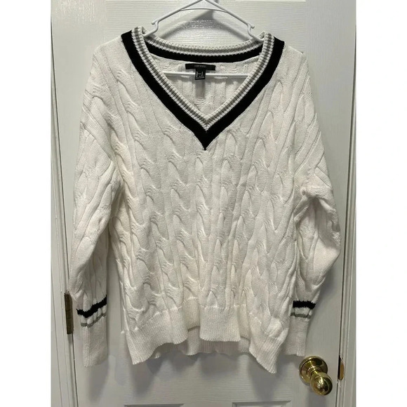 Forever 21 Sweaters - Women's White Tennis Sweater Size  Small Preppy Old Money Tennis